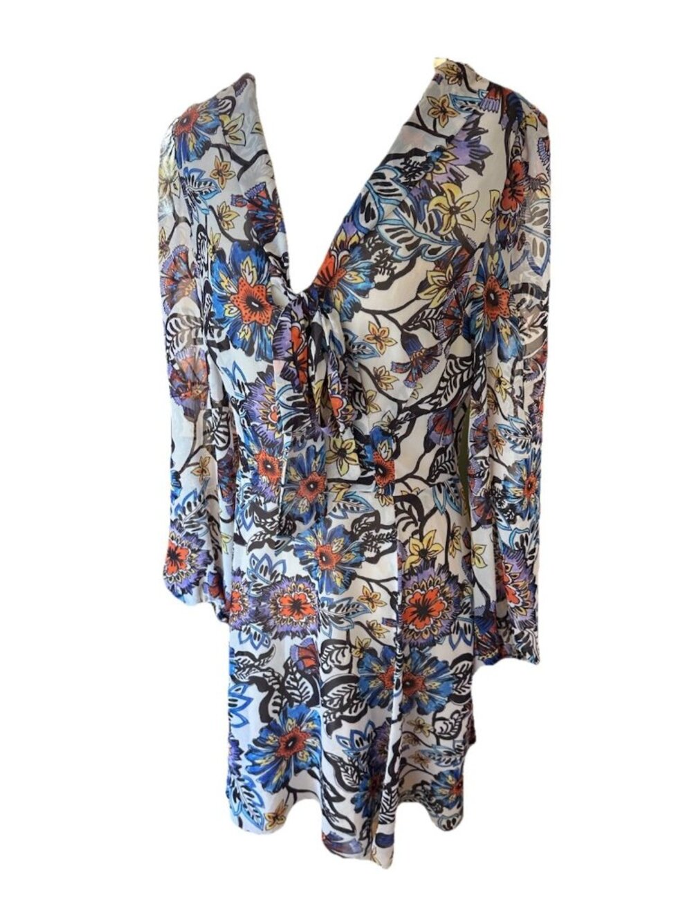 Betsy Johnson Floral Chiffon Lined Dress, Size 10 Zip